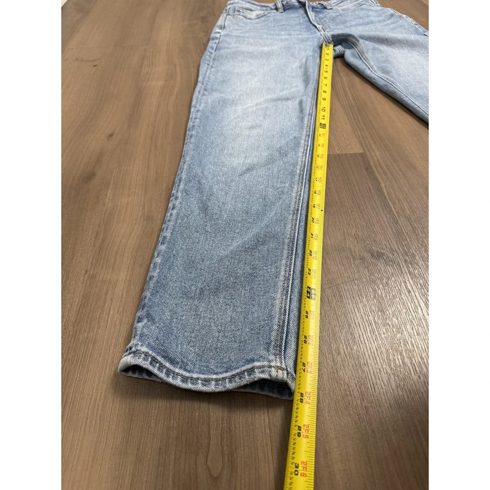 American Eagle Jeans Womens 6 Long Light Wash Blue High Rise‎ Mom Stretch Denim